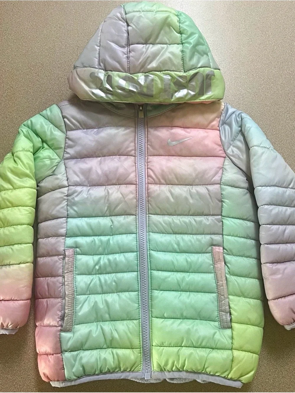 Nike Kids Pastel Ombre Puffer Jacket in Mint, Pink & Lavender